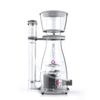 Clear Protein Skimer with metallic components on a white background, featuring the brand 'Quantum'.